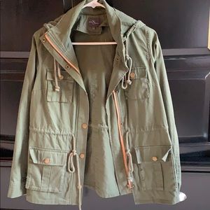 Utility jacket with attached hood